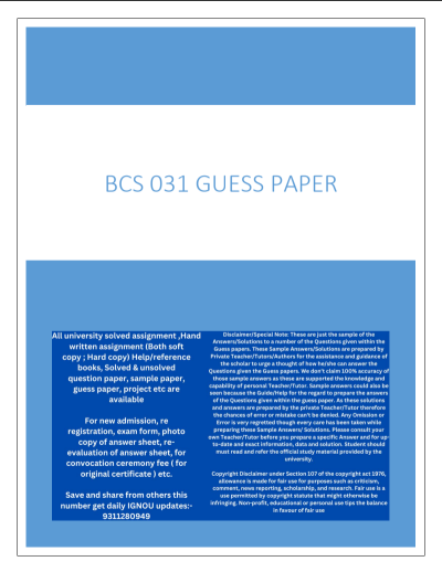 IGNOU handwritten assignment sample